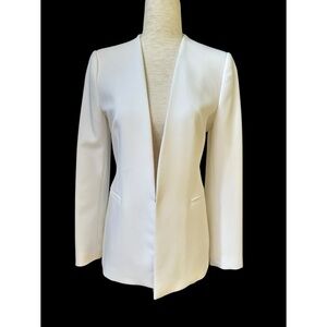 Zara White Collarless Fitted Women's Blazer Jacket, NWOT, S